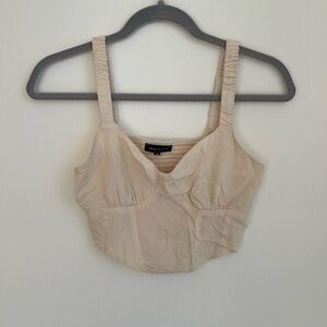 Beige Crop Corset Tank Top